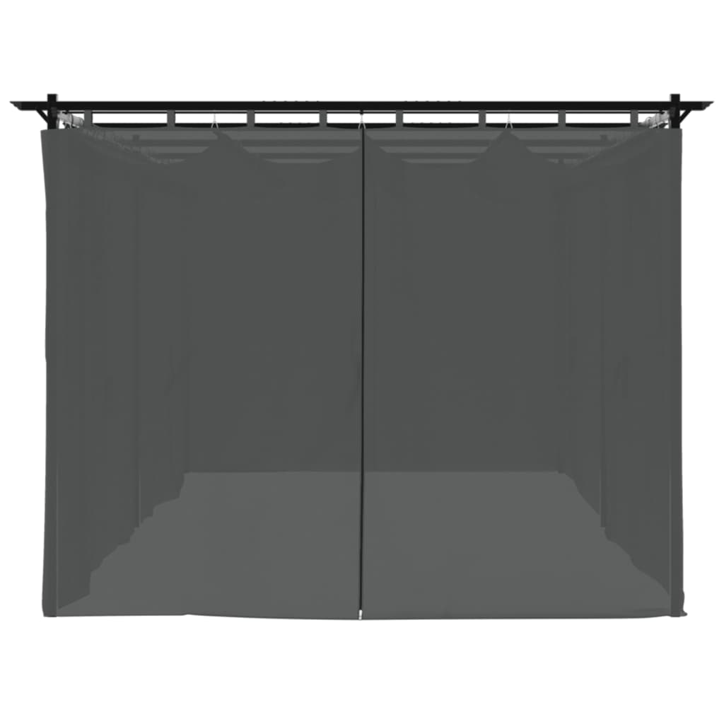 Gazebo con Tende Antracite 6x3 m in Acciaio