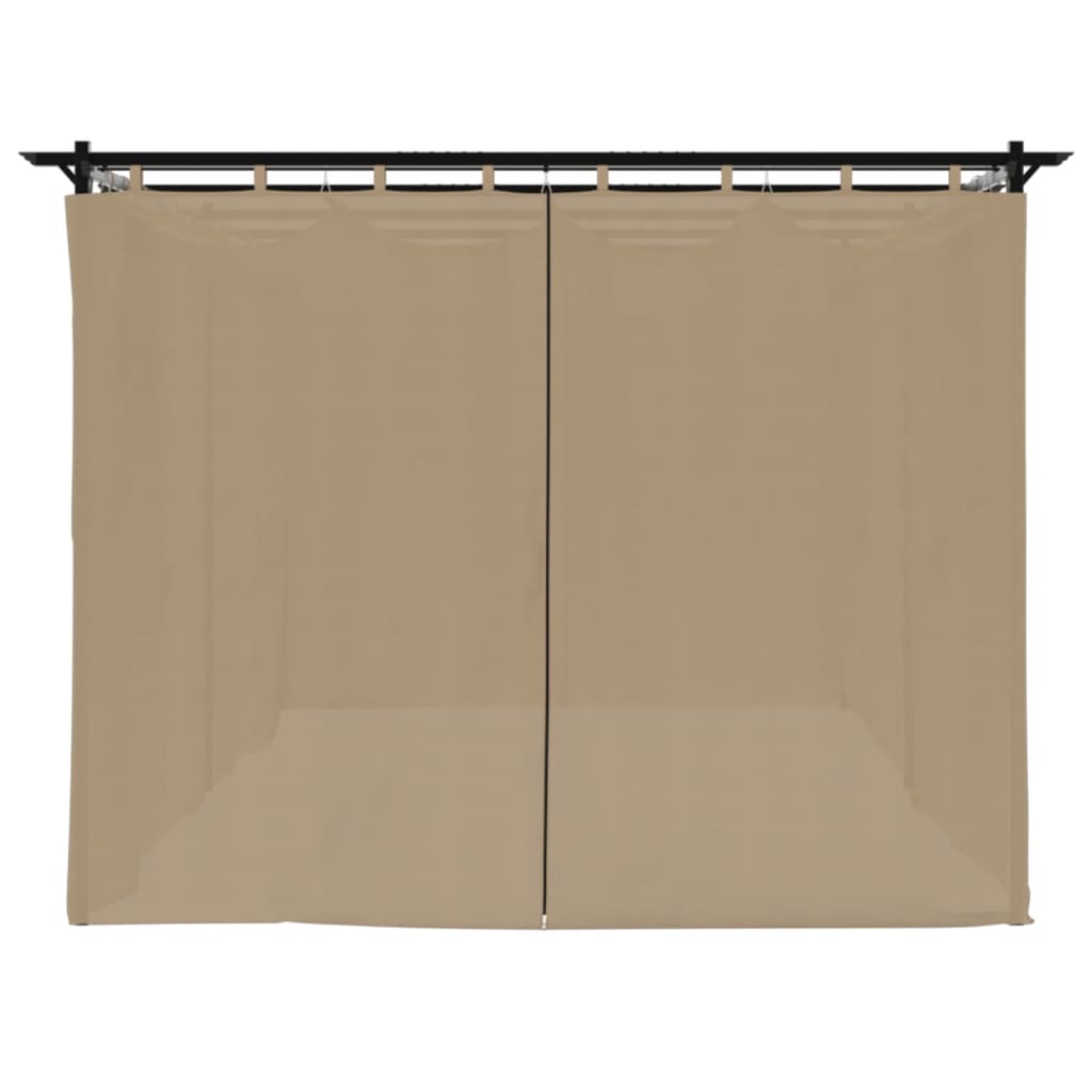 Gazebo con Tende Tortora 6x3 m in Acciaio