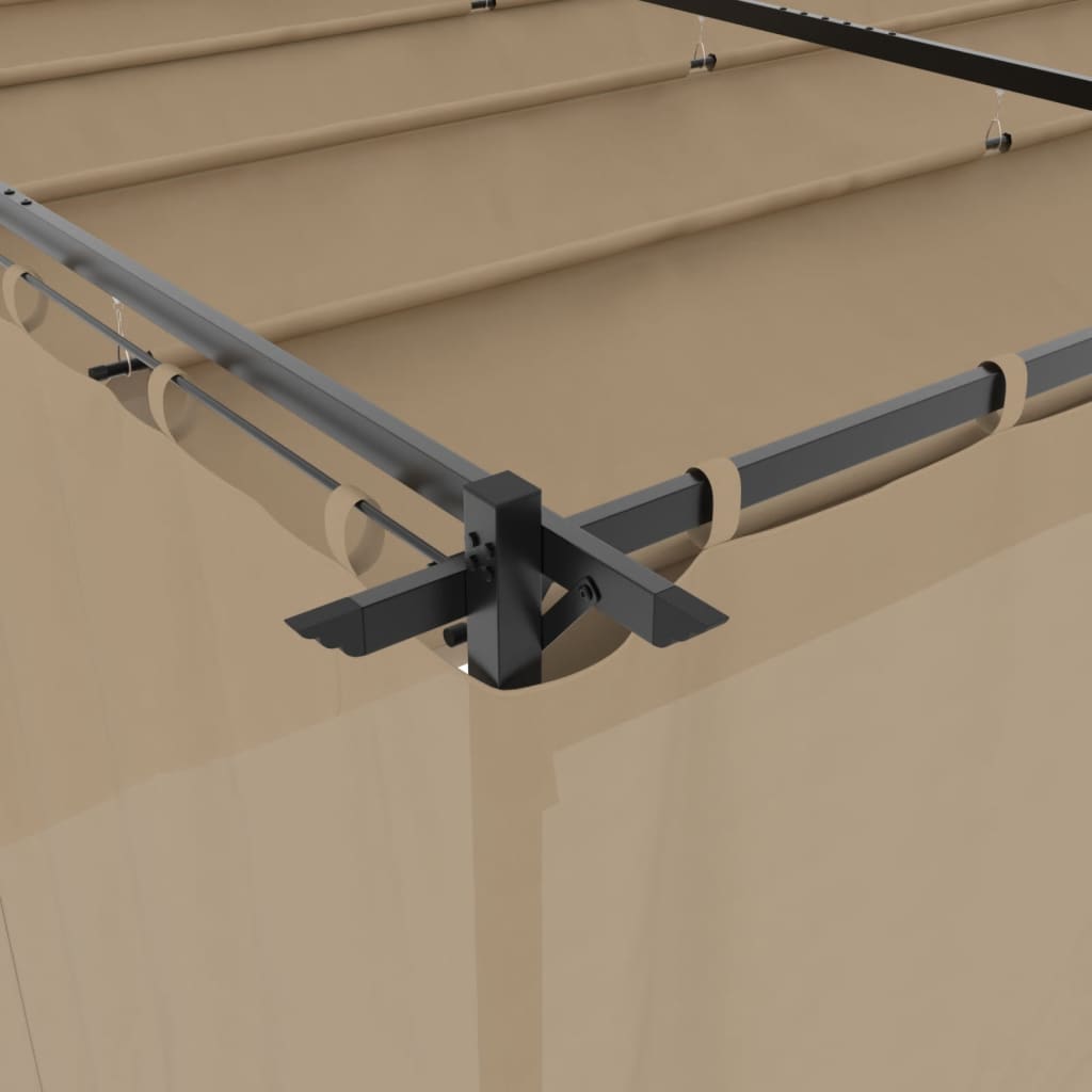 Gazebo con Tende Tortora 6x3 m in Acciaio