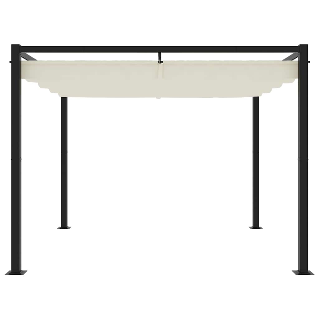Gazebo da Giardino con Tetto Retrattile Crema 3x3m in Acciaio