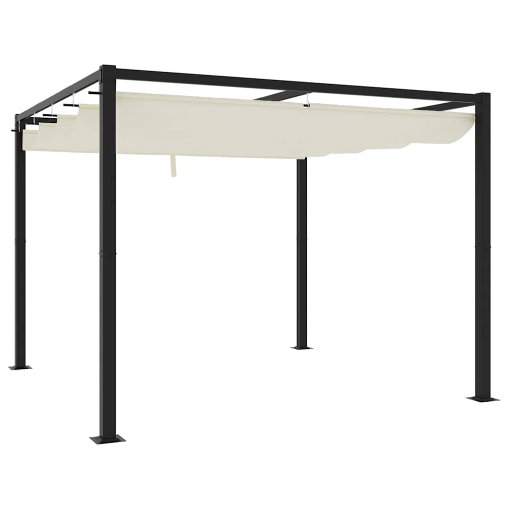 Gazebo da Giardino con Tetto Retrattile Crema 3x3m in Acciaio