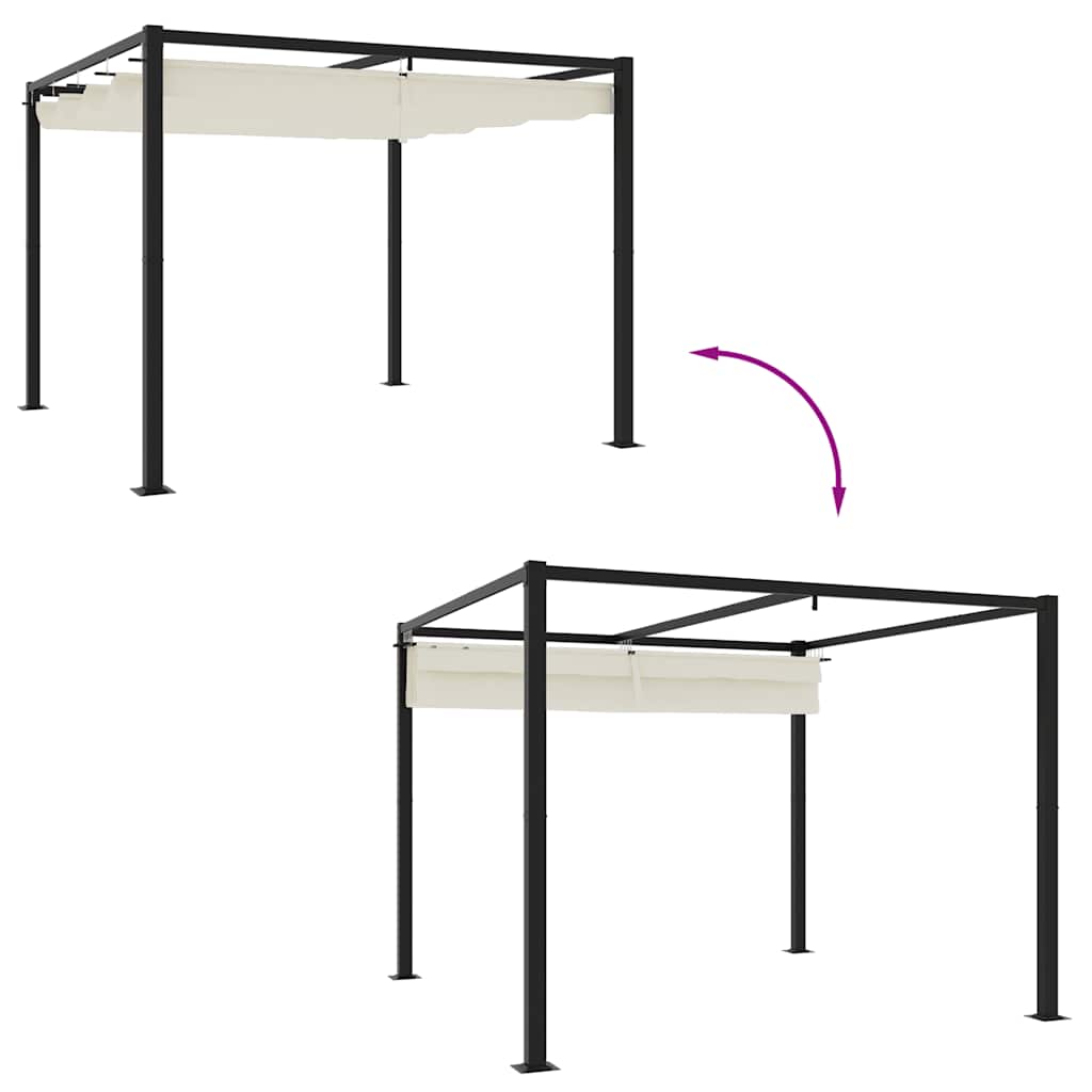 Gazebo da Giardino con Tetto Retrattile Crema 3x3m in Acciaio