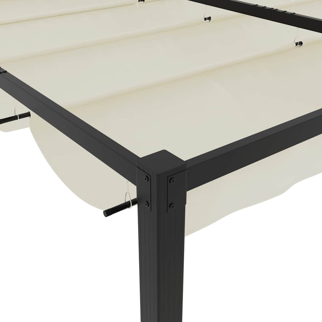 Gazebo da Giardino con Tetto Retrattile Crema 3x3m in Acciaio