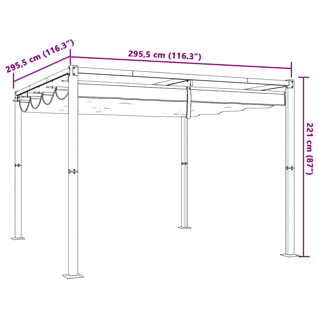 Gazebo da Giardino con Tetto Retrattile Crema 3x3m in Acciaio