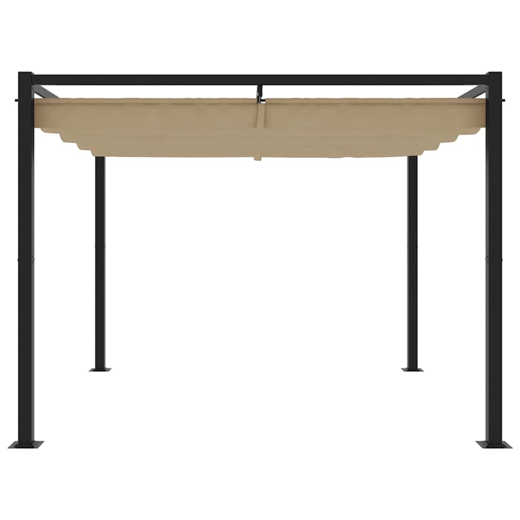 Gazebo da Giardino con Tetto Retrattile Tortora 3x3 m Acciaio