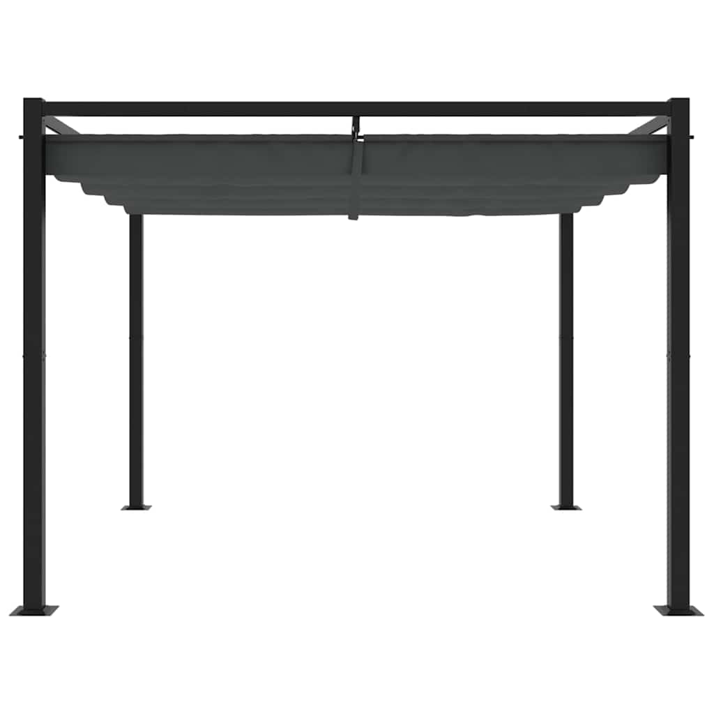Gazebo da Giardino con Tetto Retrattile Antracite 3x3 m Acciaio