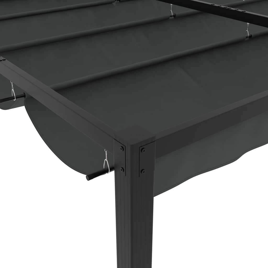 Gazebo da Giardino con Tetto Retrattile Antracite 3x3 m Acciaio