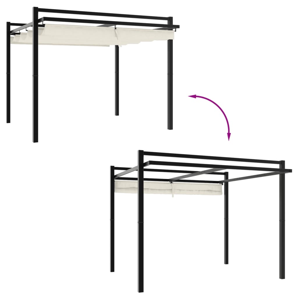 Gazebo da Giardino con Tetto Retrattile Crema 3x3m in Alluminio