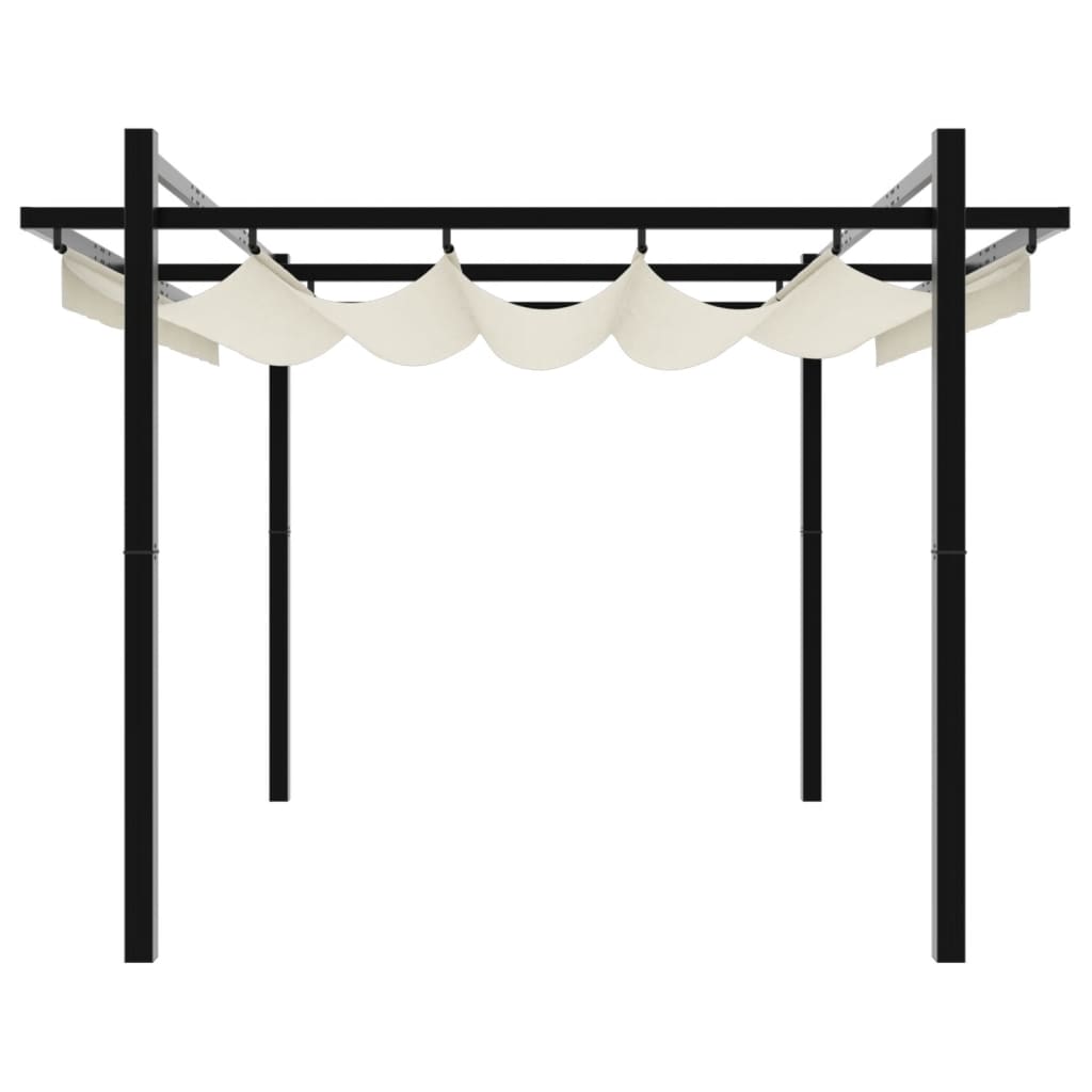 Gazebo da Giardino con Tetto Retrattile Crema 3x3m in Alluminio