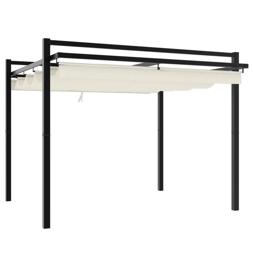 Gazebo da Giardino con Tetto Retrattile Crema 3x3m in Alluminio