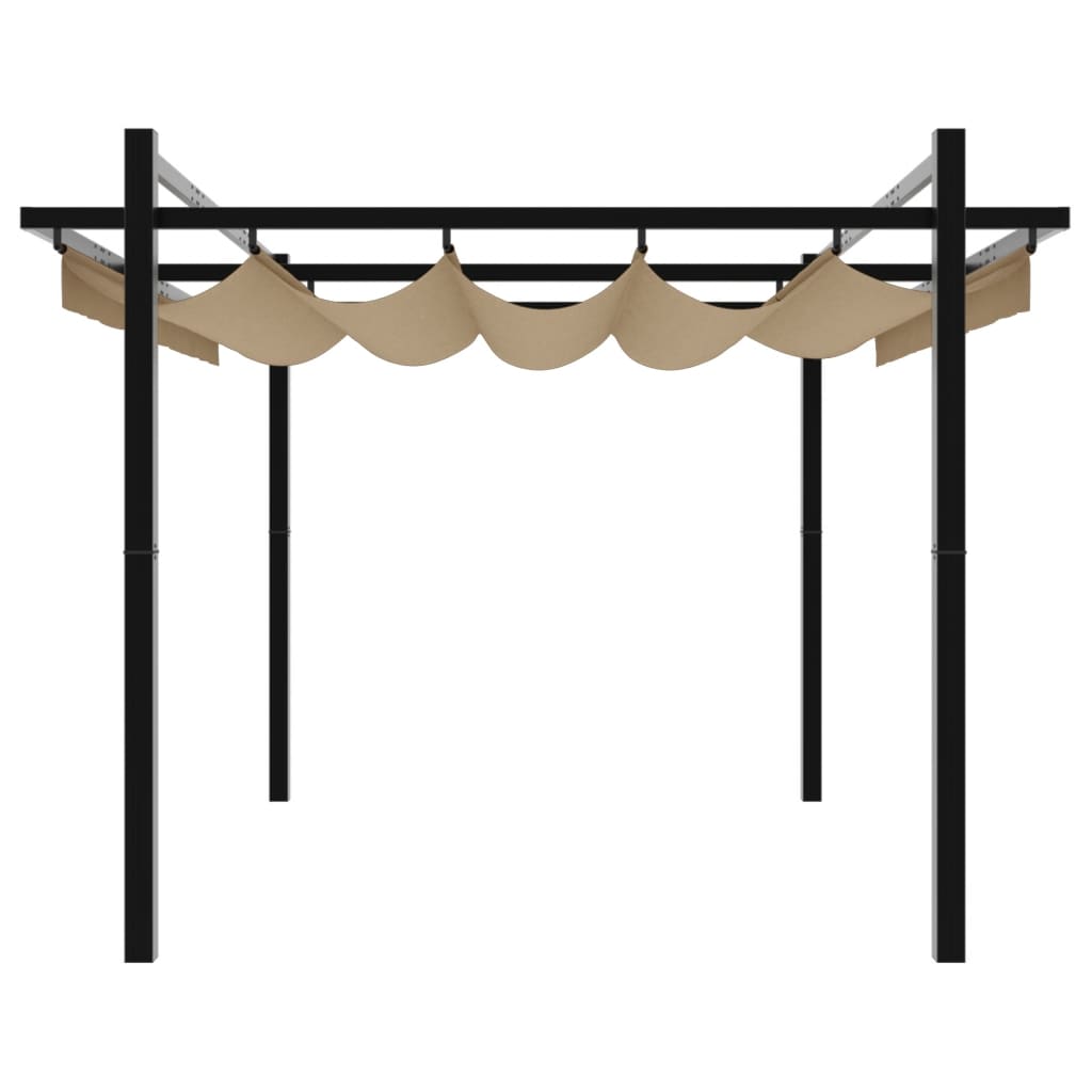 Gazebo da Giardino con Tetto Retrattile Tortora 3x3 m Alluminio