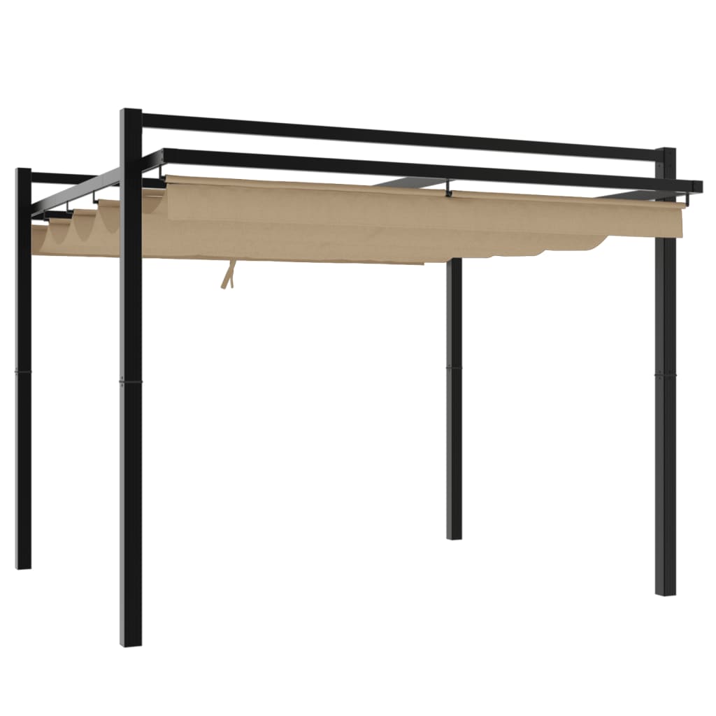 Gazebo da Giardino con Tetto Retrattile Tortora 3x3 m Alluminio