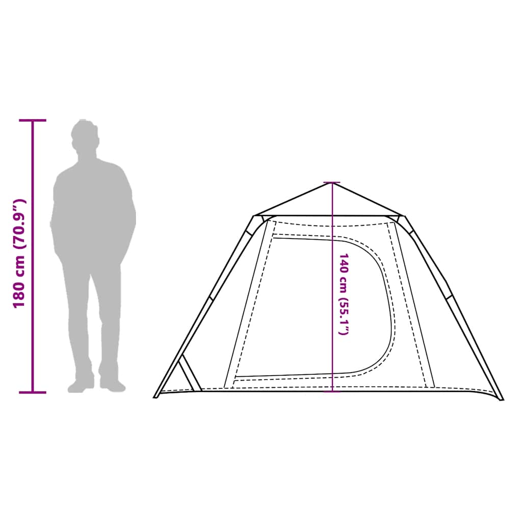 Tenda a Cupola da Campeggio 4 Persone Blu a Rilascio Rapido