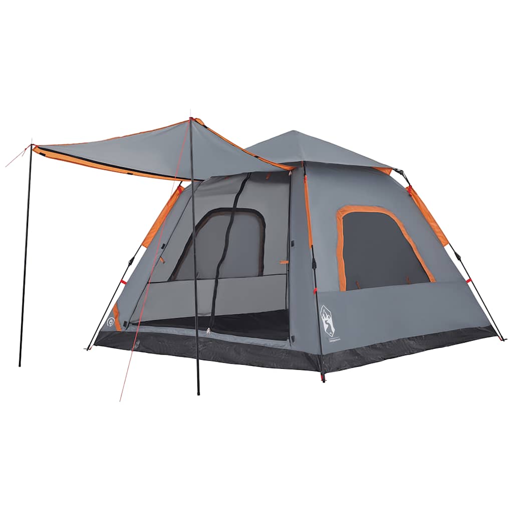 Tenda a Cupola 5 Persone Grigio e Arancione a Rilascio Rapido