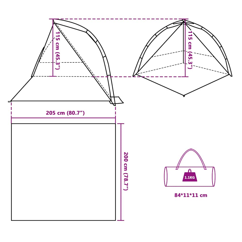 Tenda da Spiaggia Verde Rilascio Rapido Impermeabile