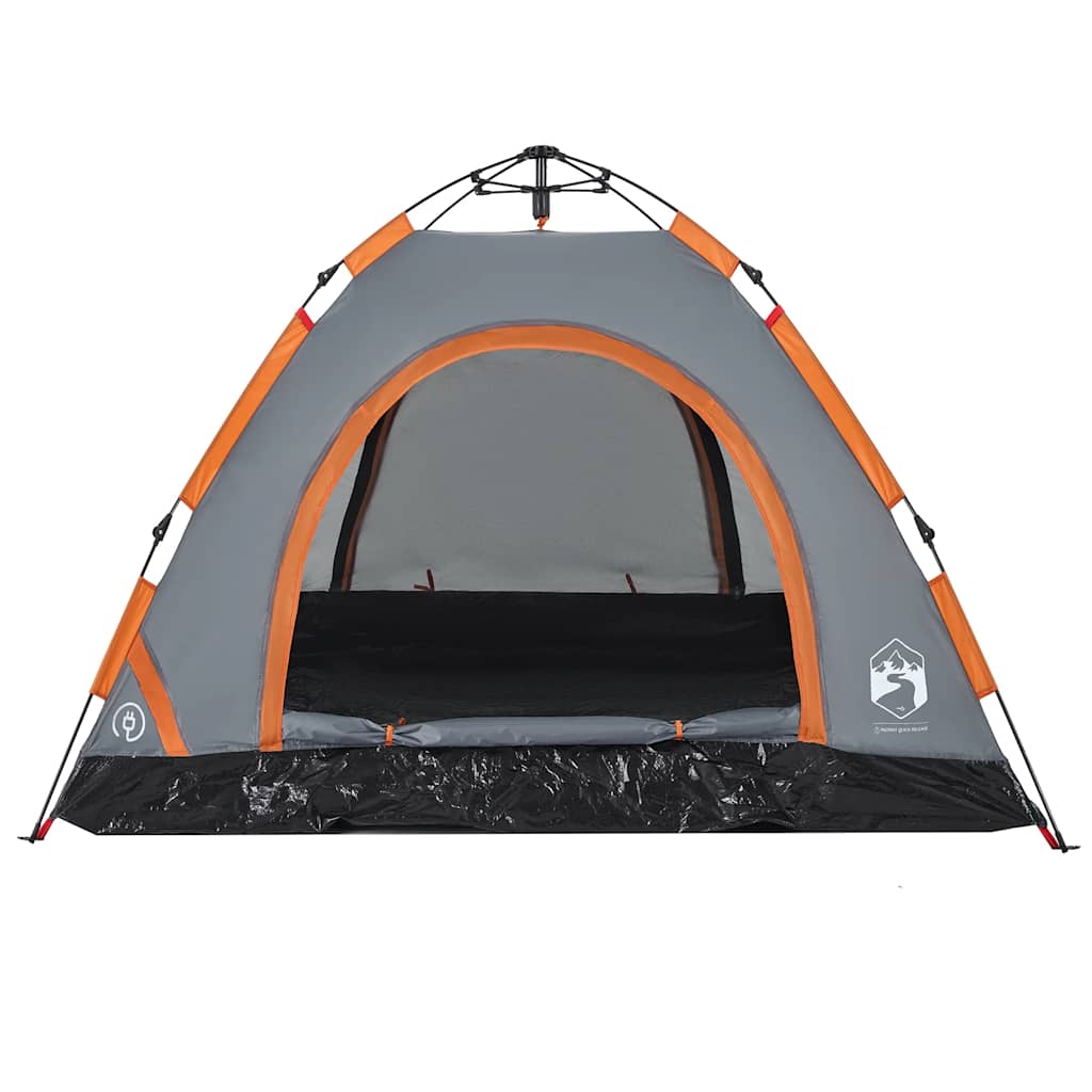 Tenda Campeggio 3 Persone Grigio e Arancione a Rilascio Rapido