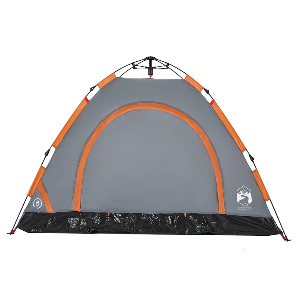 Tenda Campeggio 3 Persone Grigio e Arancione a Rilascio Rapido