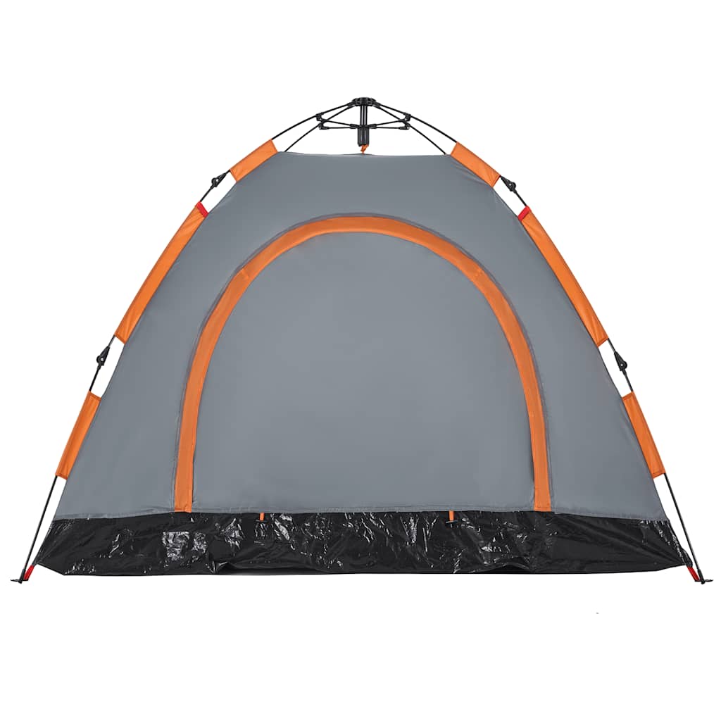 Tenda Campeggio 3 Persone Grigio e Arancione a Rilascio Rapido