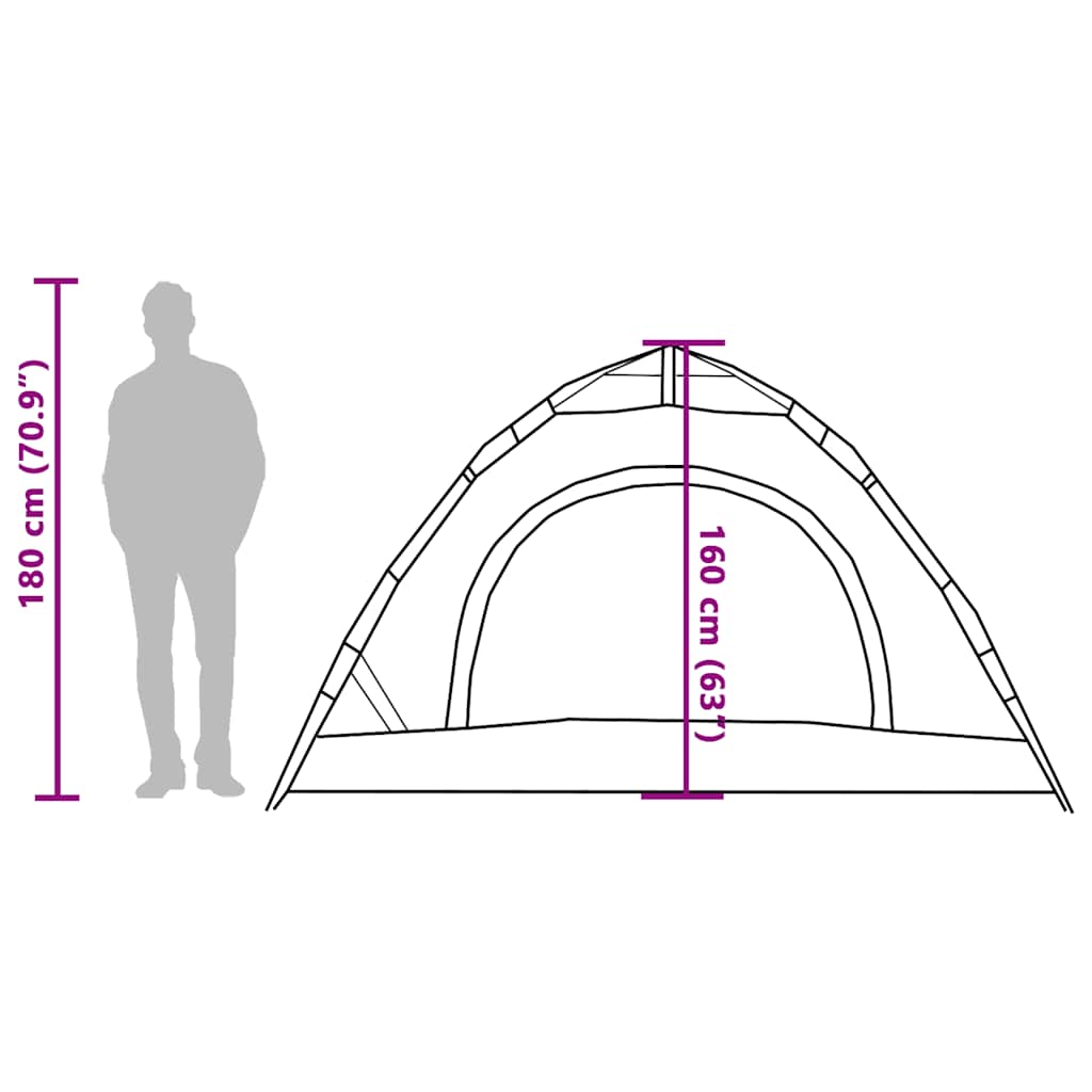 Tenda da Campeggio 4 Persone Verde a Rilascio Rapido