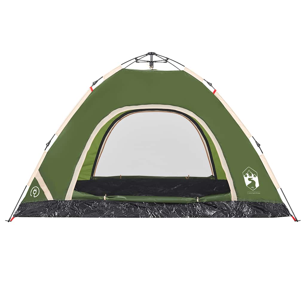Tenda da Campeggio 4 Persone Verde a Rilascio Rapido