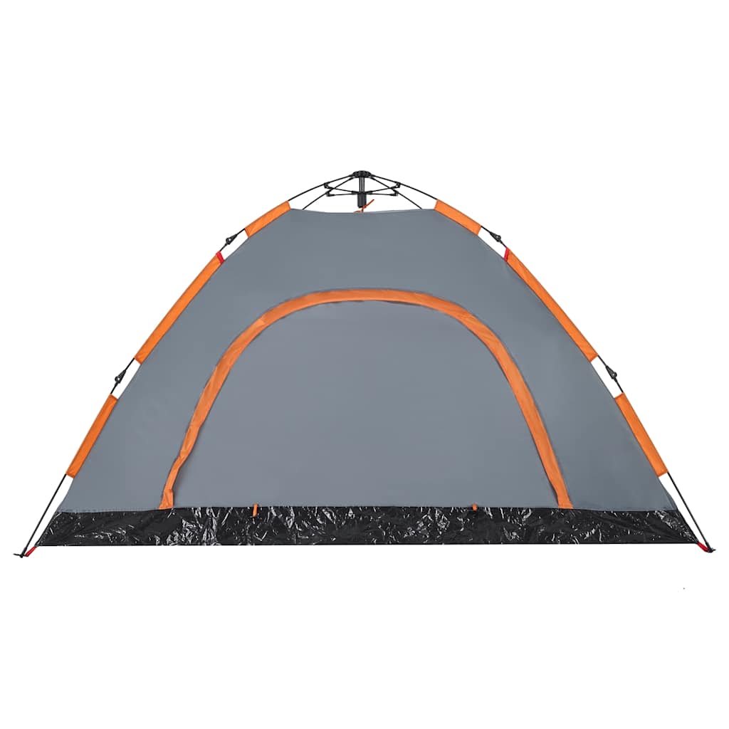 Tenda Campeggio 4 Persone Grigio e Arancione a Rilascio Rapido