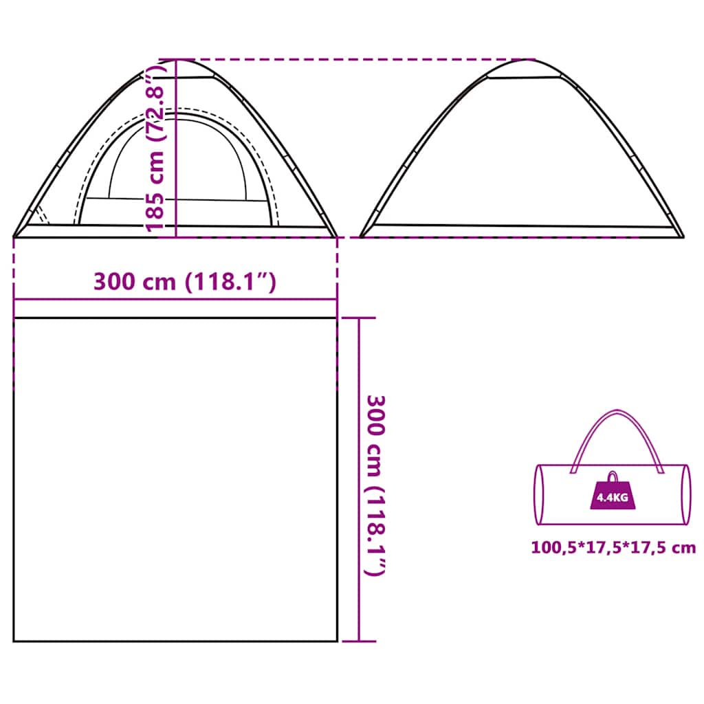Tenda da Campeggio 5 Persone Verde a Rilascio Rapido