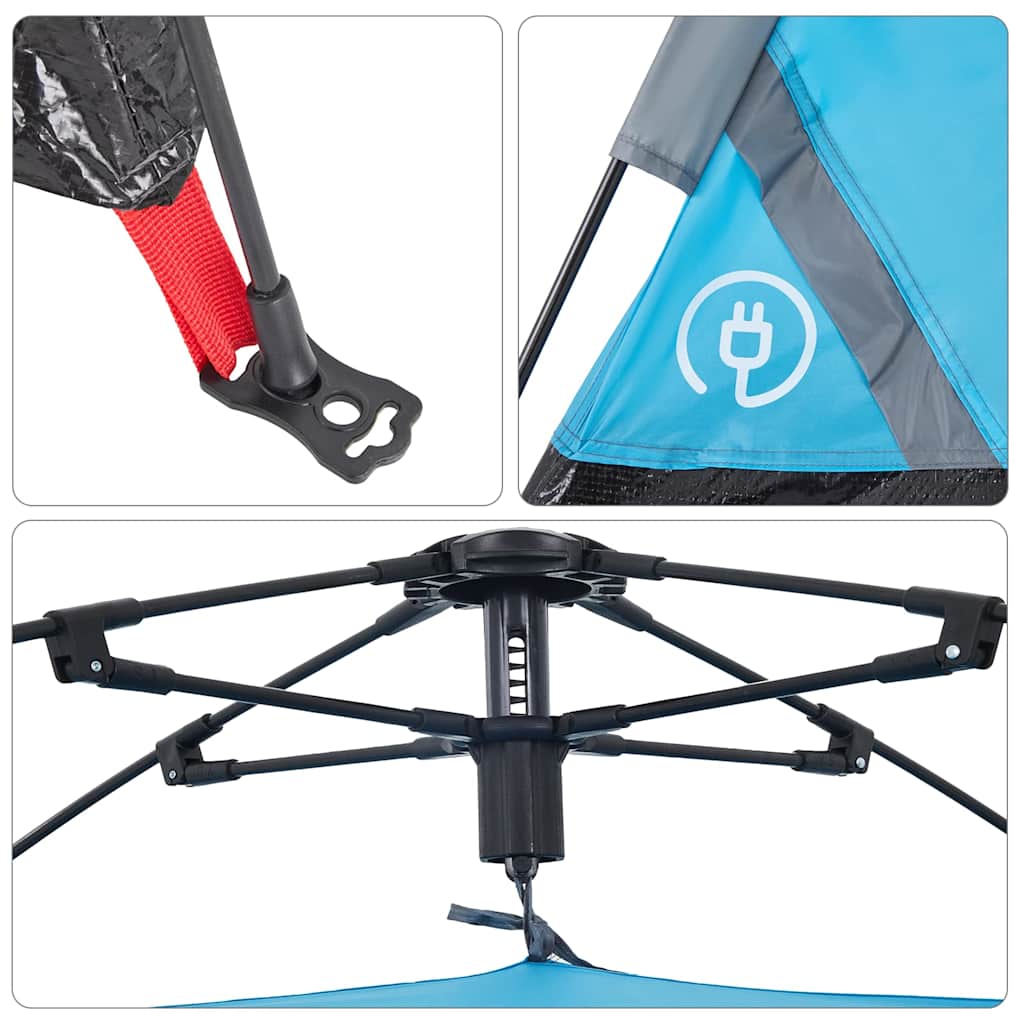 Tenda da Campeggio 5 Persone Blu a Rilascio Rapido