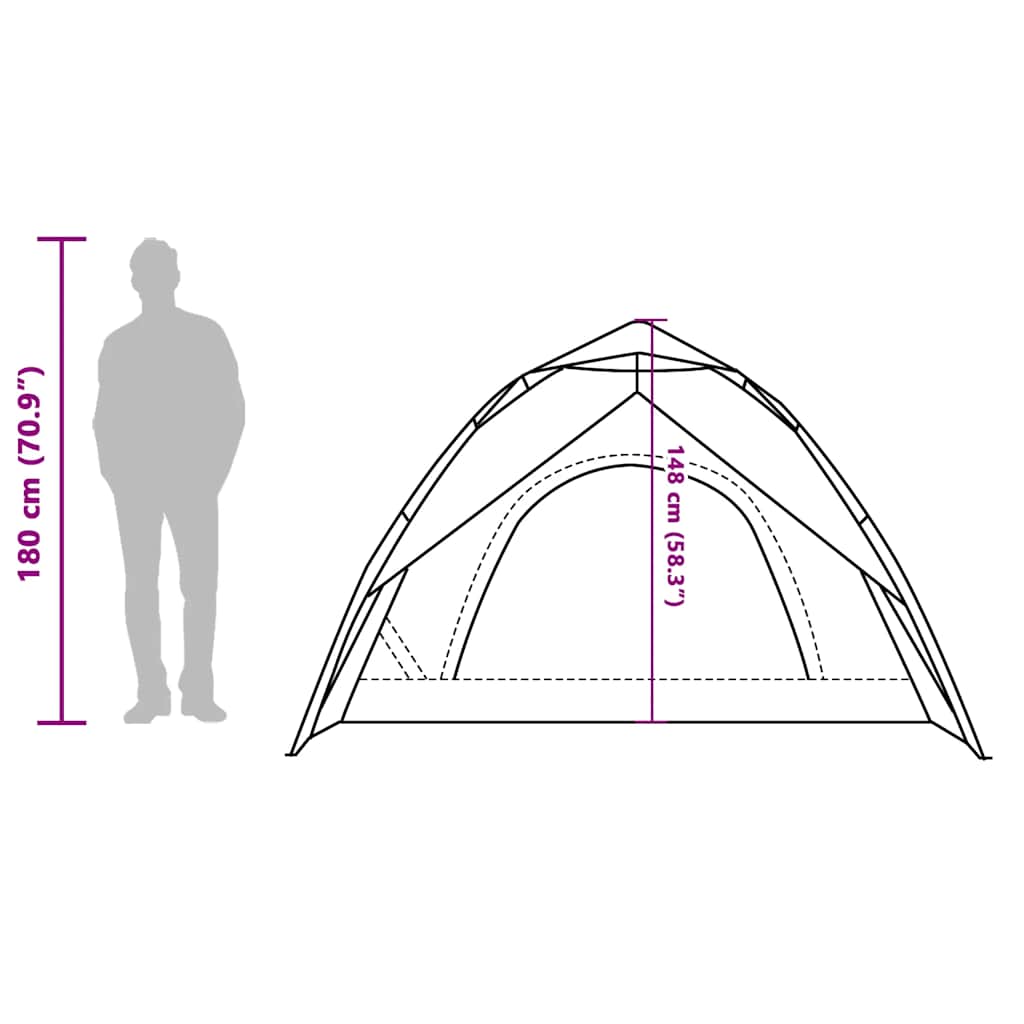 Tenda a Cupola da Campeggio 3 Persone Blu a Rilascio Rapido