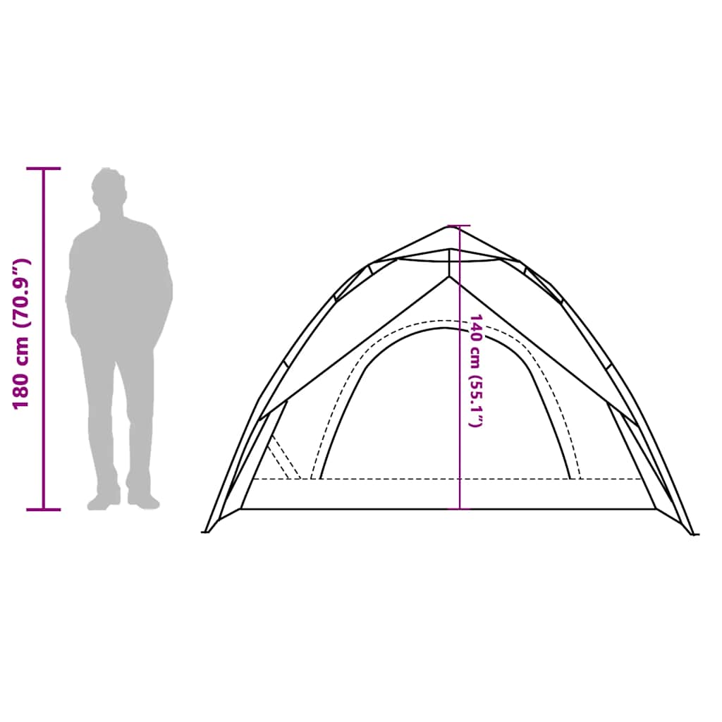 Tenda a Cupola da Campeggio 4 Persone Verde a Rilascio Rapido