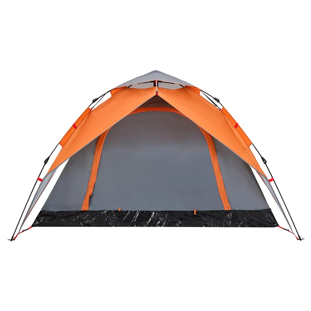 Tenda a Cupola 4 Persone Grigio e Arancione a Rilascio Rapido