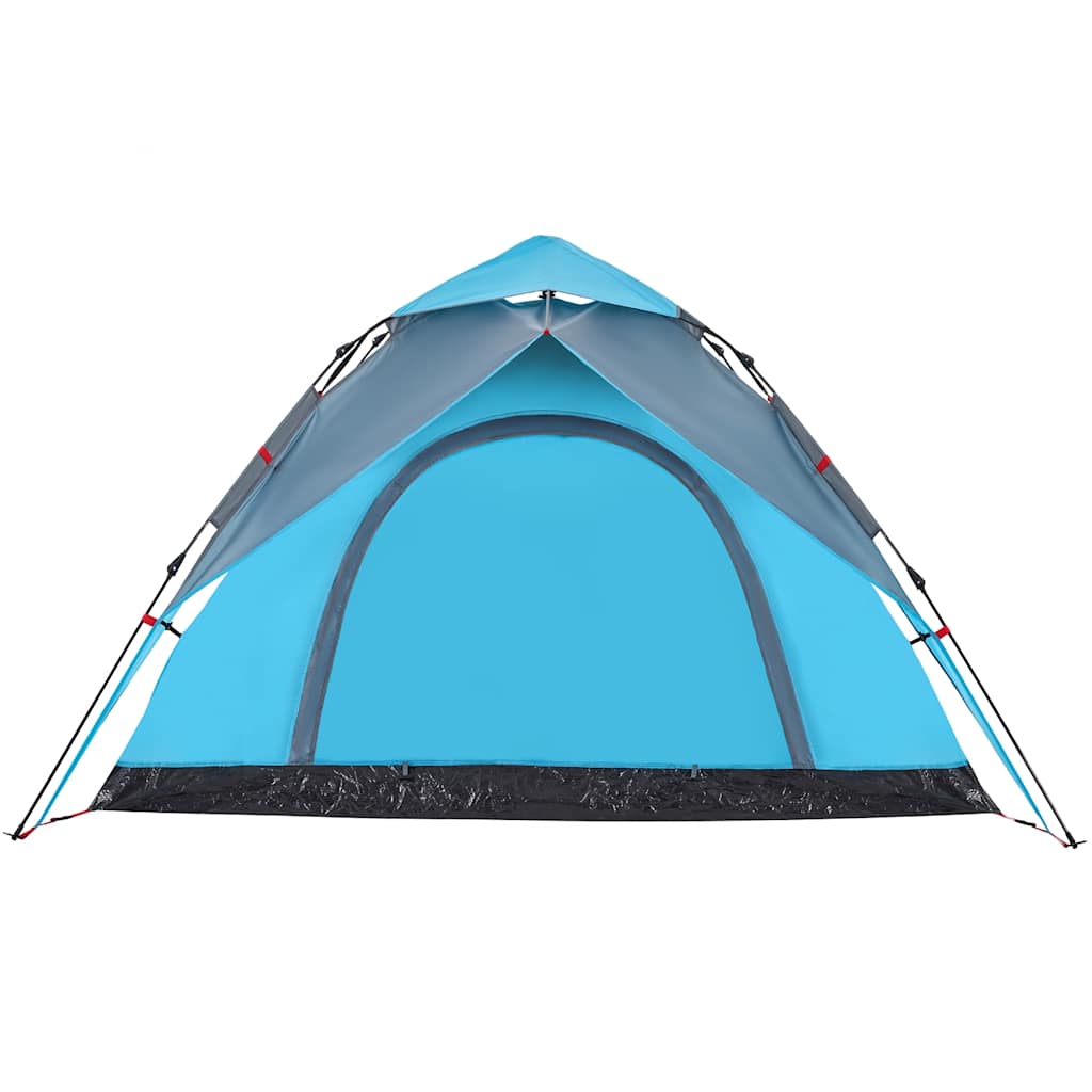 Tenda a Cupola da Campeggio 5 Persone Blu a Rilascio Rapido