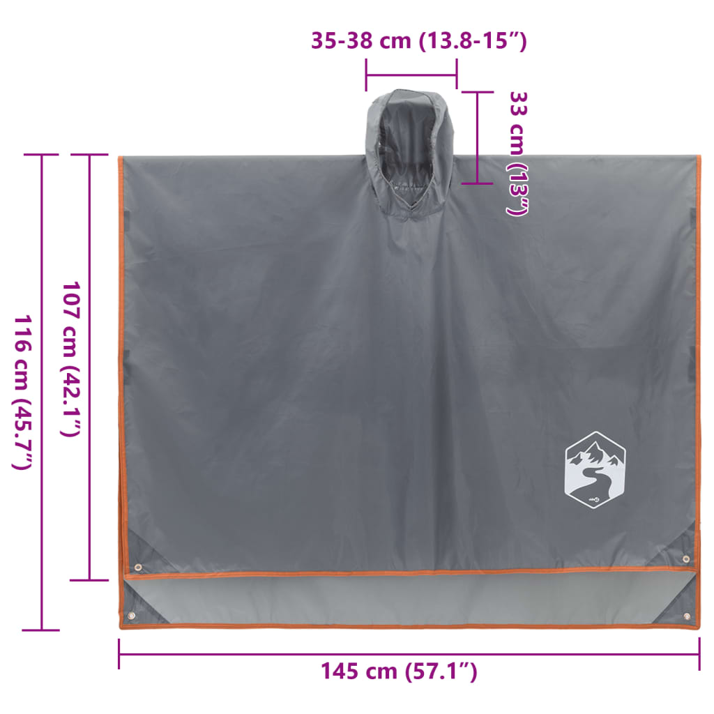 Poncho Antipioggia Cappuccio Design 2 in 1 Arancione 223x145 cm