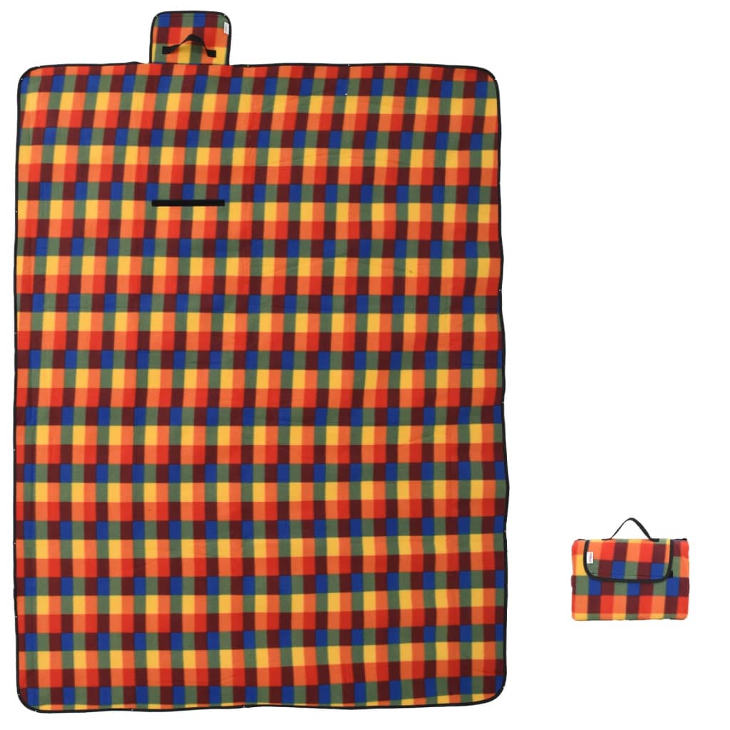 Tovaglia Picnic Pieghevole Quadri Multicolore 200x150cm Velluto