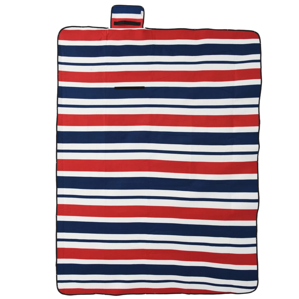 Tovaglia Picnic Pieghevole Strisce Rosse Blu 200x150 cm Velluto