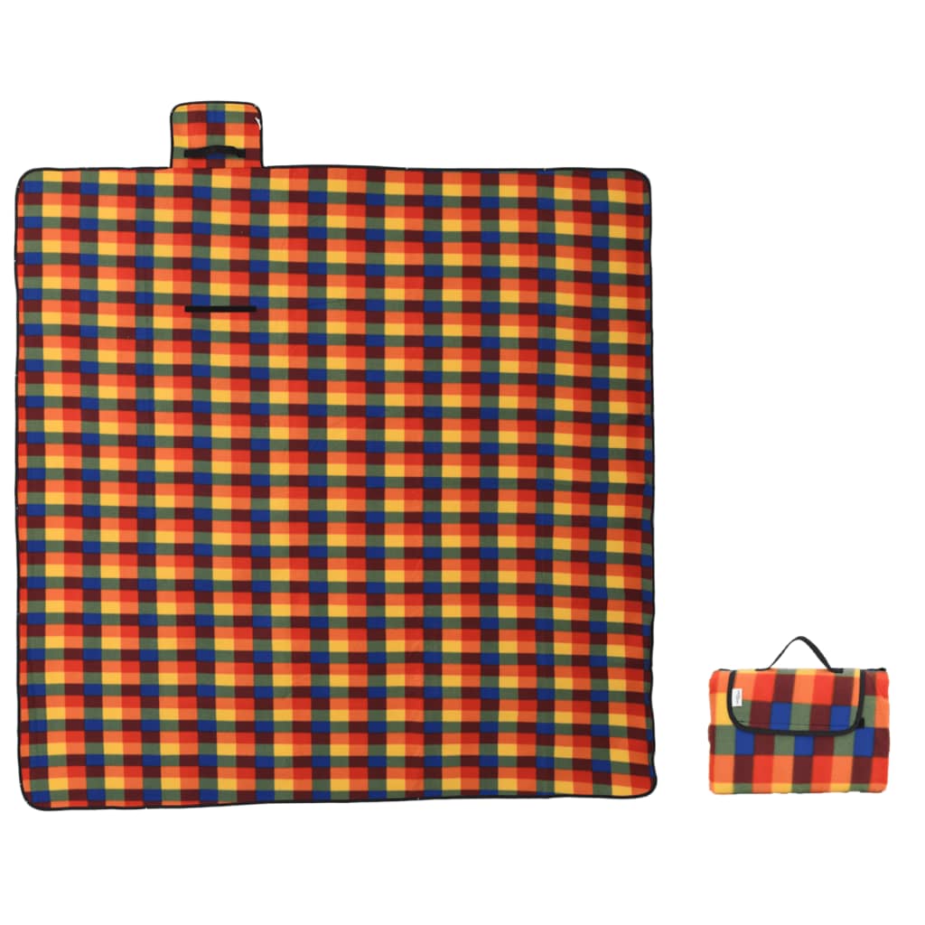 Tovaglia Picnic Pieghevole Quadri Multicolore 200x200cm Velluto