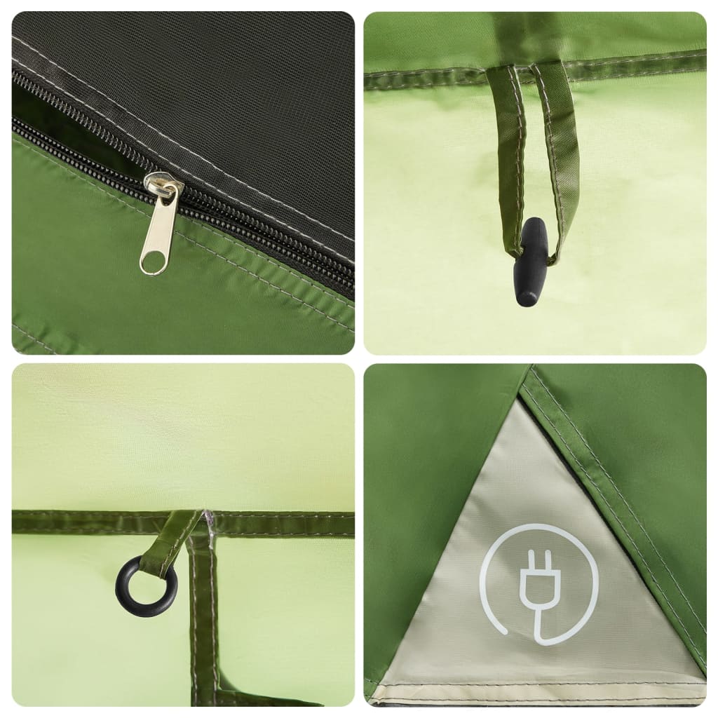 Tenda Familiare con Portico 9 Persone Verde a Rilascio Rapido