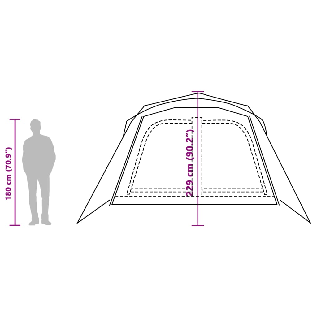 Tenda Familiare con Portico 9 Persone Verde a Rilascio Rapido