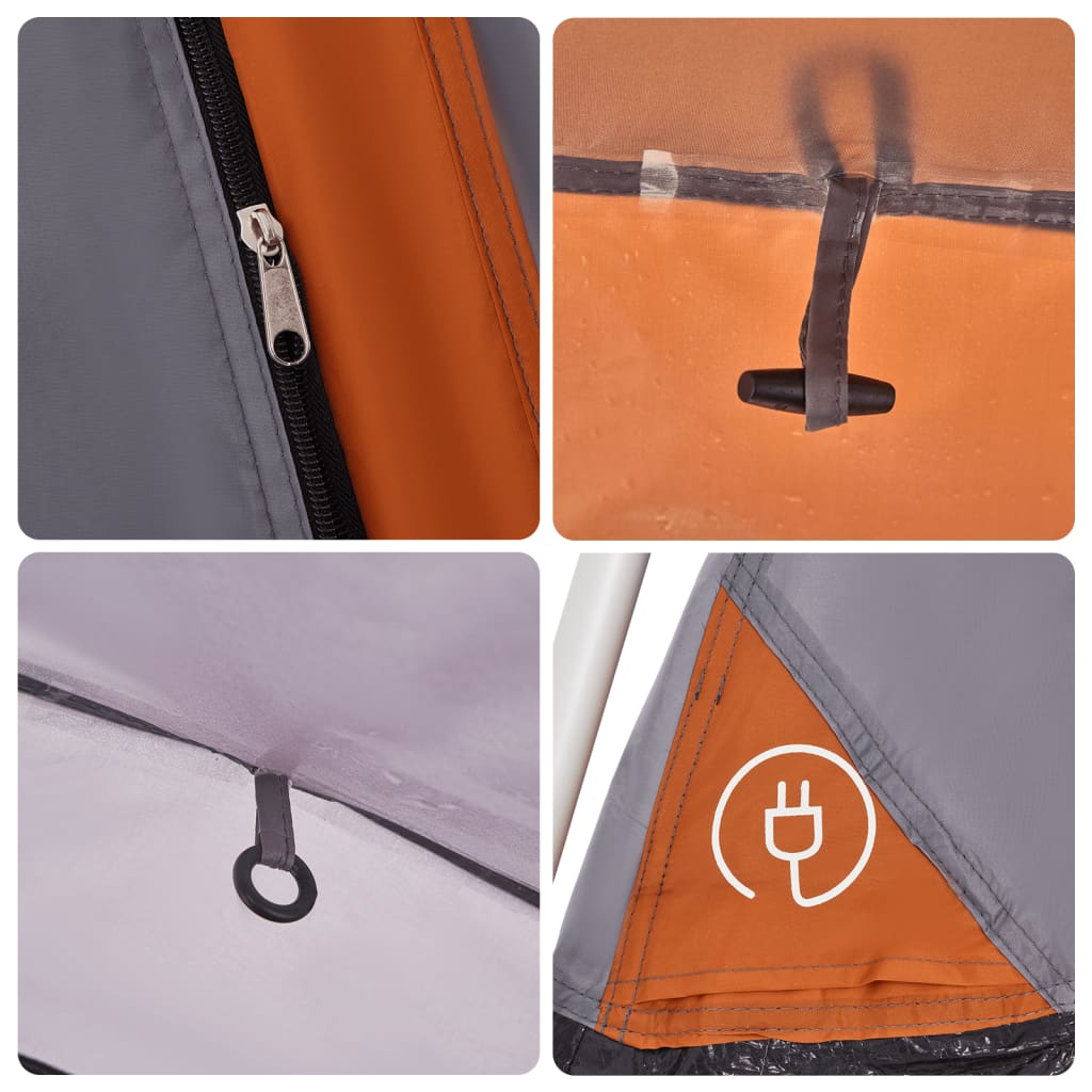 Tenda Famiglia Portico 9 Pers. Grigio Arancione Rilascio Rapido