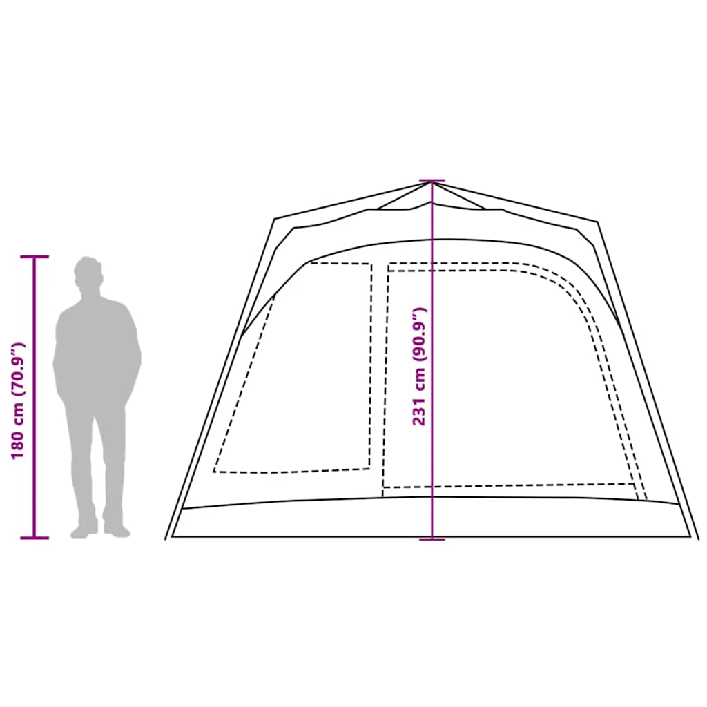 Tenda Familiare 7 Persone Grigio e Arancione a Rilascio Rapido