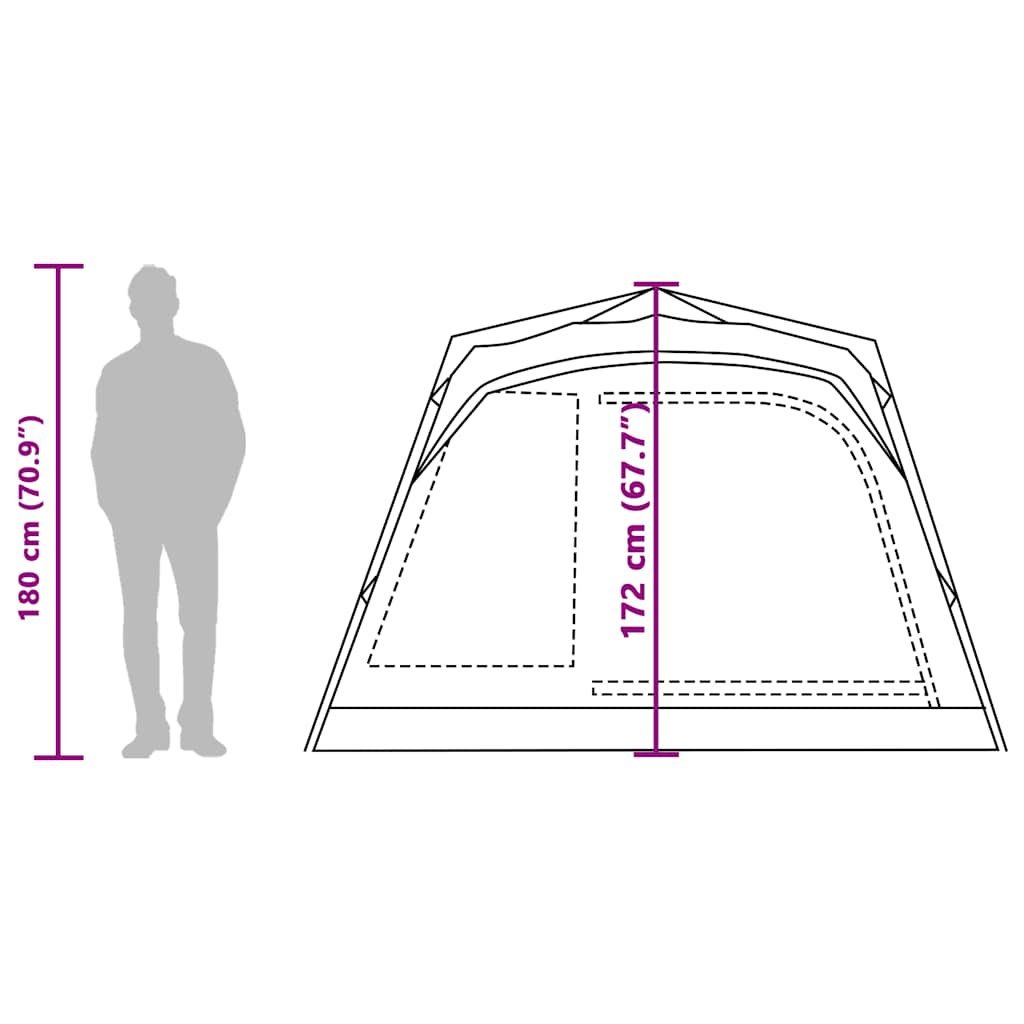 Tenda da Campeggio Cabina 4 Persone Verde a Rilascio Rapido