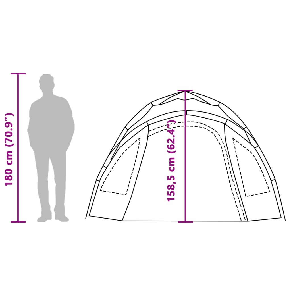 Tenda a Cupola da Campeggio 3 Persone Verde a Rilascio Rapido