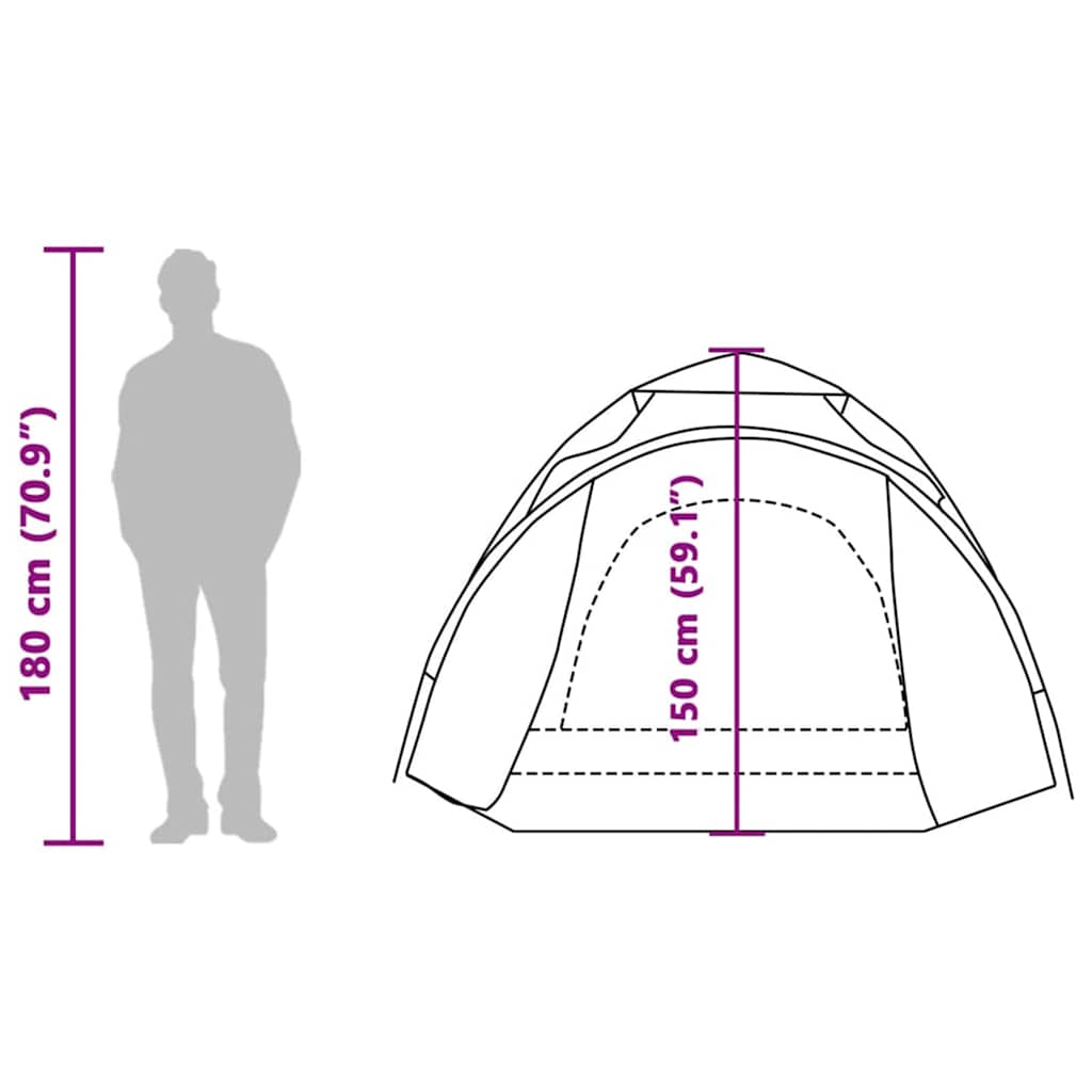 Tenda a Cupola da Campeggio 3 Persone Blu a Rilascio Rapido
