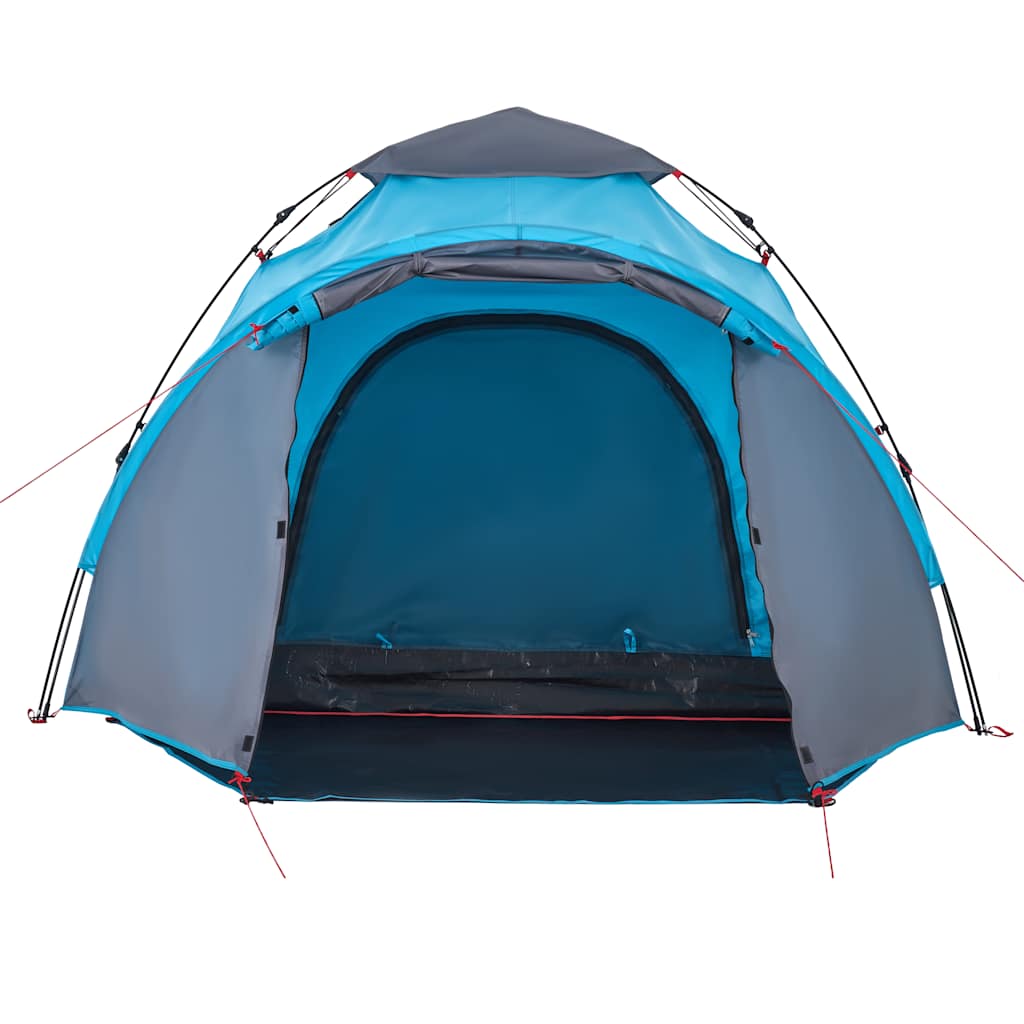Tenda a Cupola da Campeggio 3 Persone Blu a Rilascio Rapido