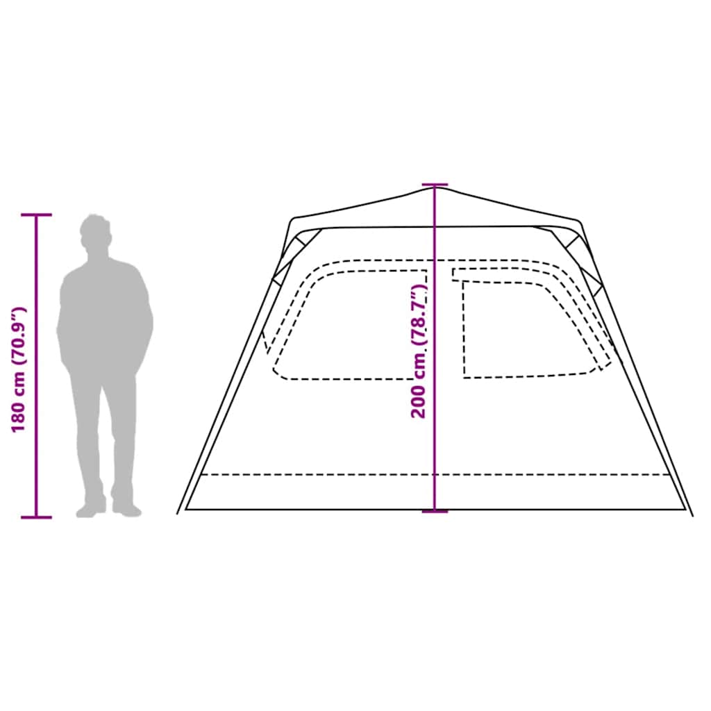 Tenda Familiare a Cupola 6 Persone Verde a Rilascio Rapido