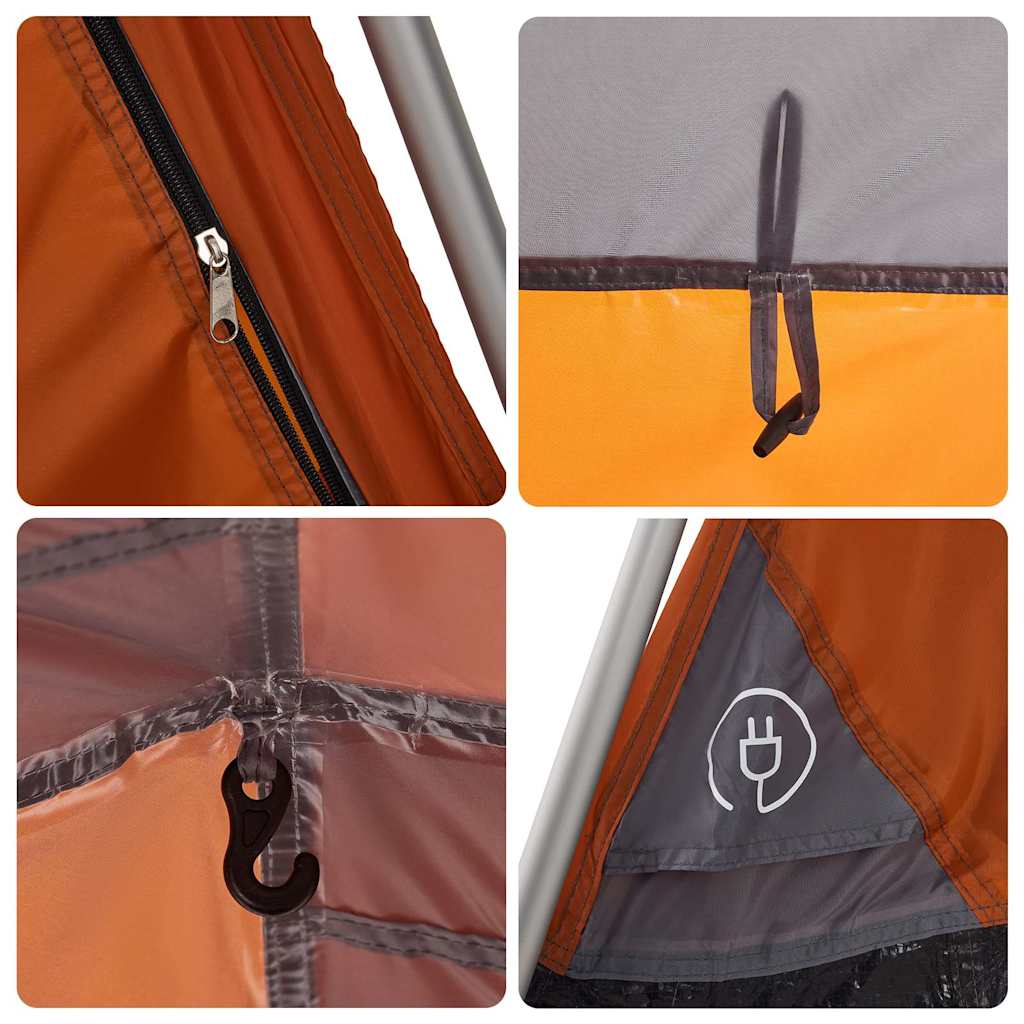 Tenda a Cupola 6 Persone Grigio e Arancione a Rilascio Rapido