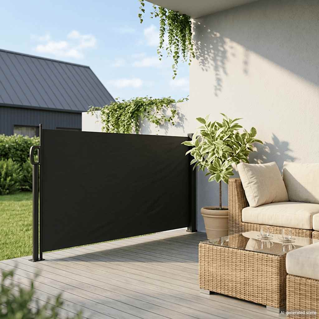 Tenda da Sole Laterale Retrattile Nera 100x300 cm