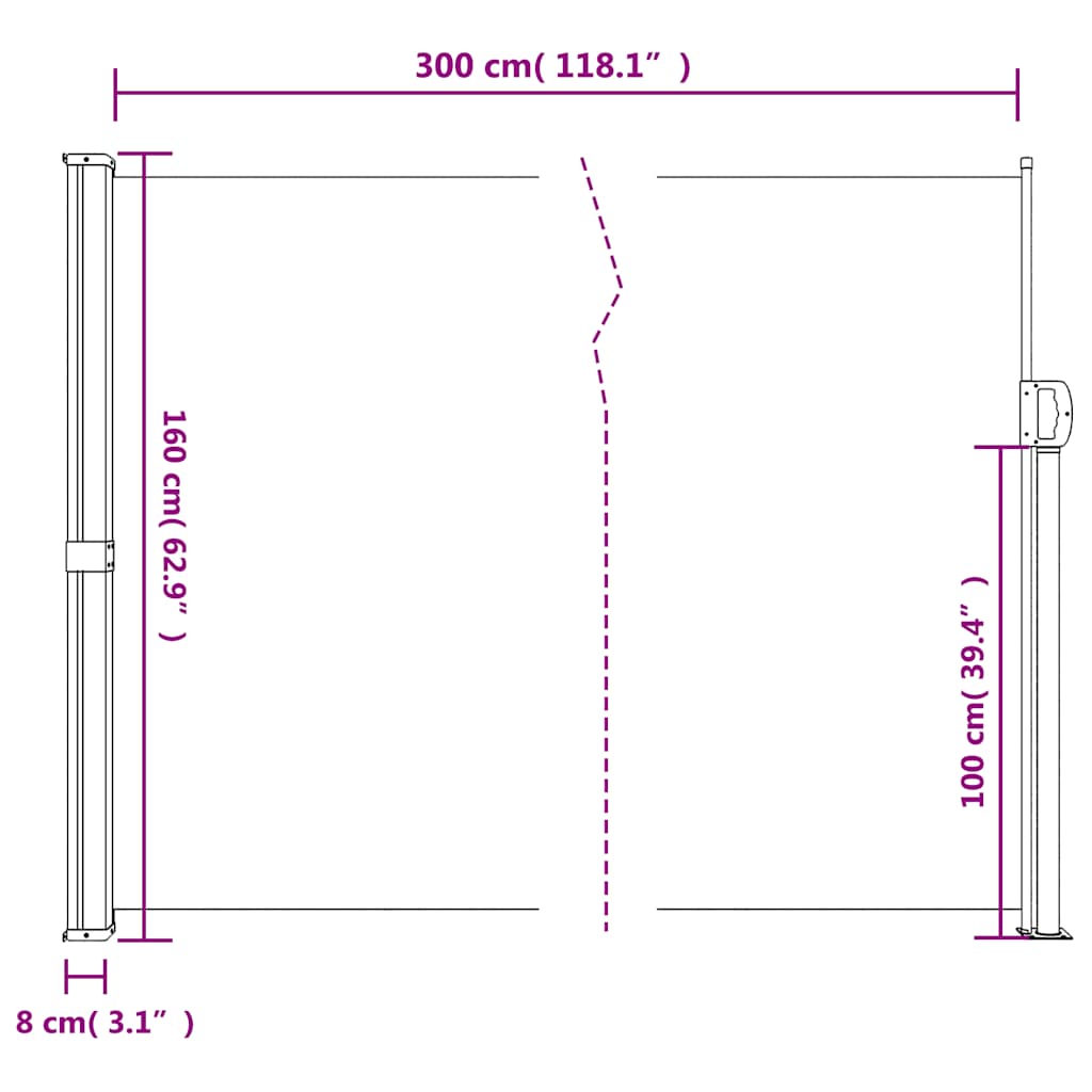 Tenda da Sole Laterale Retrattile Marrone 160x300 cm
