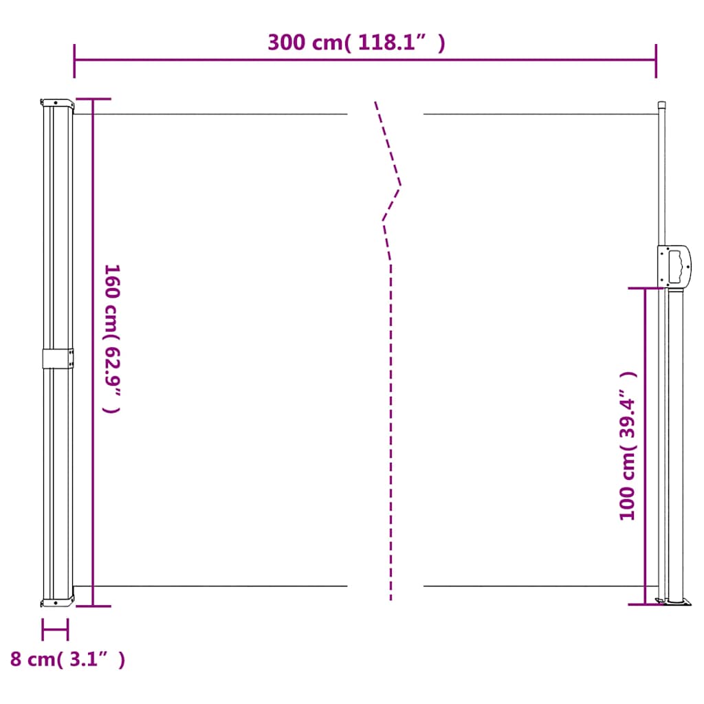 Tenda da sole laterale retrattile antracite 160x300 cm