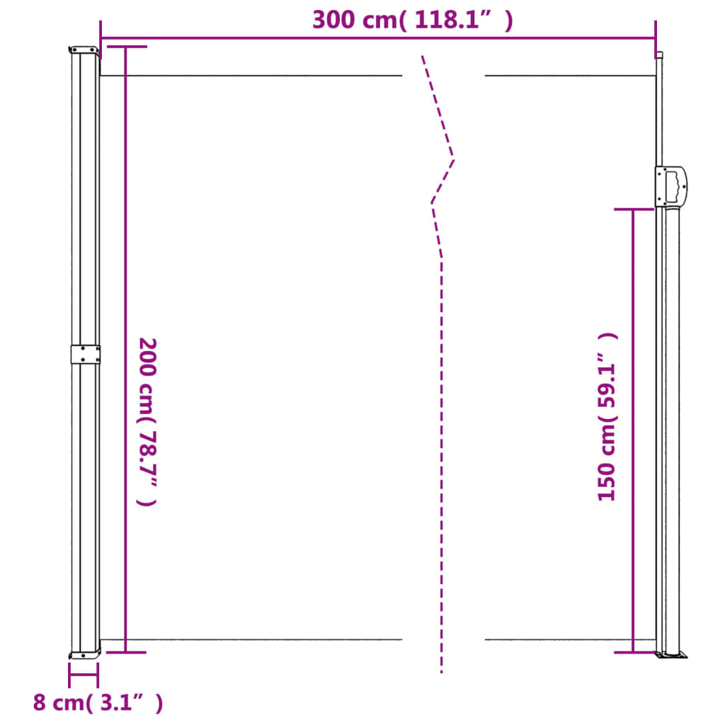 Tenda da Sole Laterale Retrattile Rossa 200x300 cm