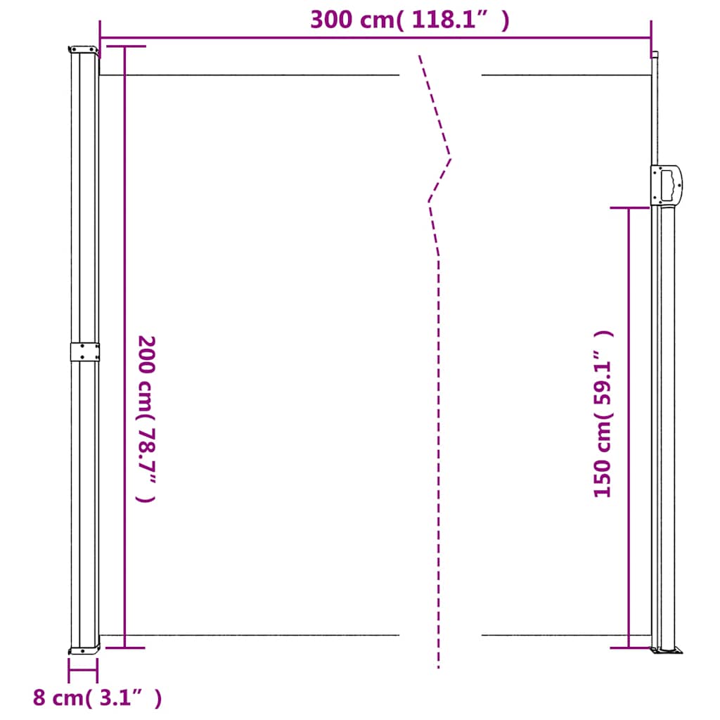 Tenda da sole laterale retrattile antracite 200x300 cm